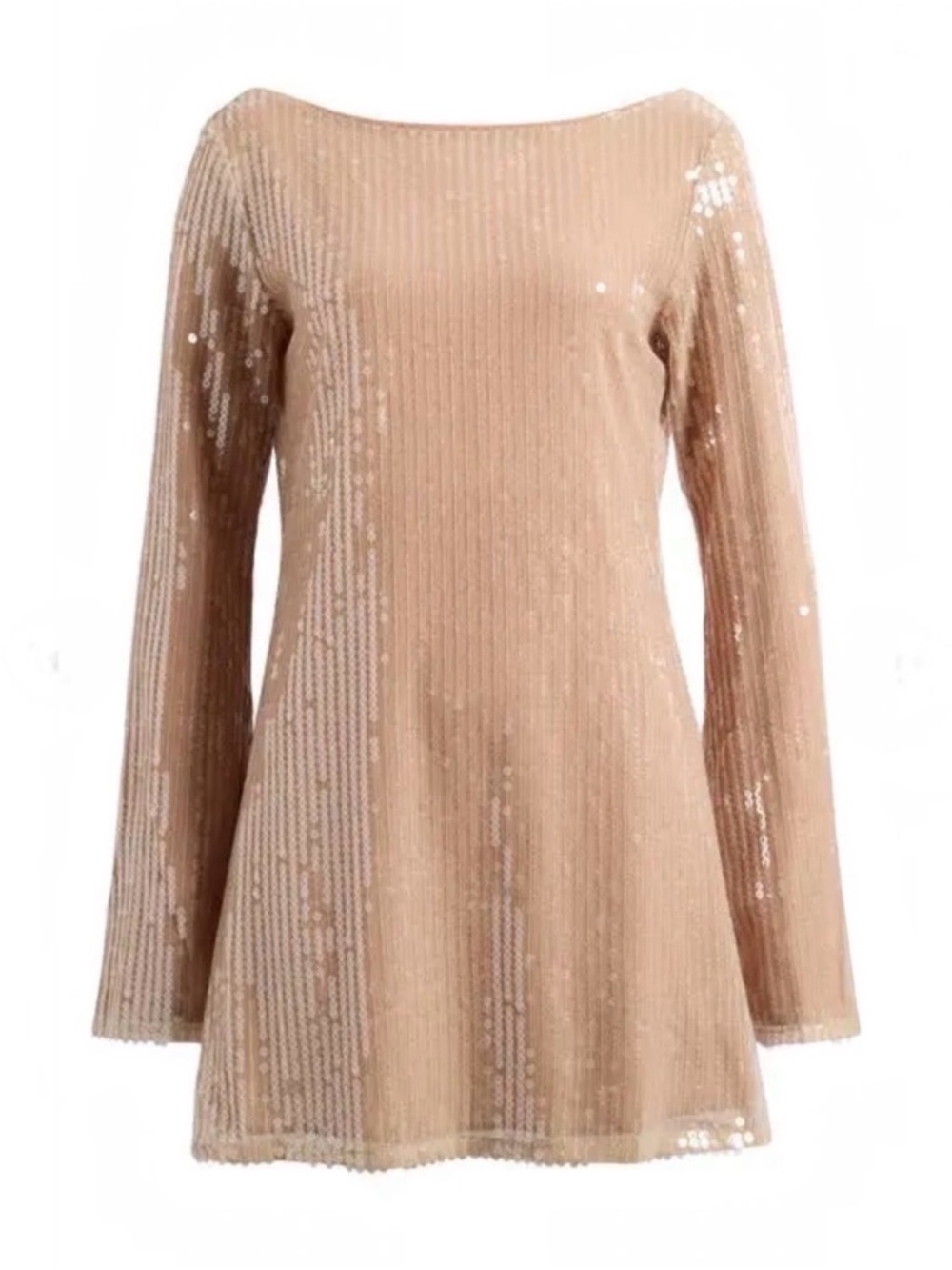 Reformation Sereia Sequin Tan Champagne Dress
